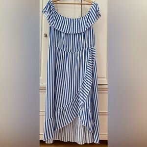 Blue and White Striped Maxi Dress